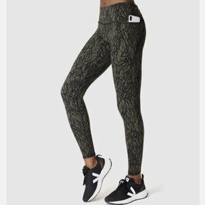 Sweaty Betty Green Leaf Print Full Length Power Workout Leggings